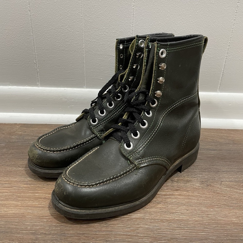 Walker Shoes Green‎ VTG Lace Up Boots Forest Outdoor Gorpcore Granola